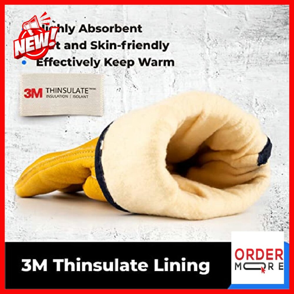 Winter Work Gloves with 3M Thinsulate Lining, Lea… - image 3